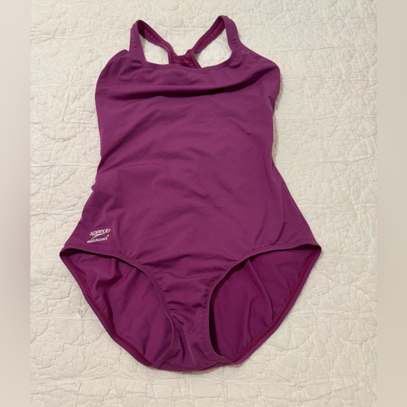 SPEEDO Solid Endurance Flyback One Piece Swimsuit Purple Size 12 - Picture 1 of 5